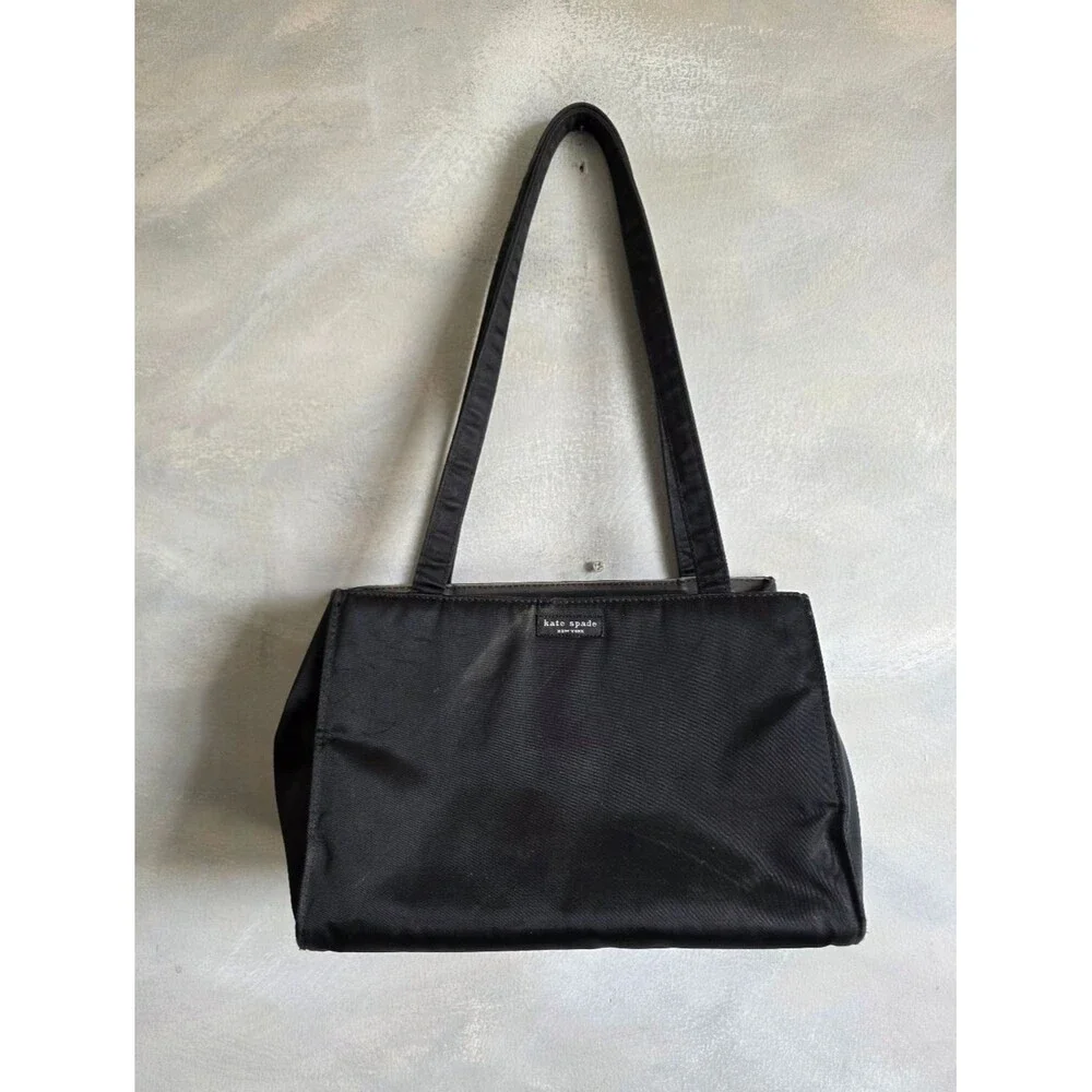 Vintage Kate Spade Sam Classic Nylon Shoulder Bag Boxy Black 11x7x5.5